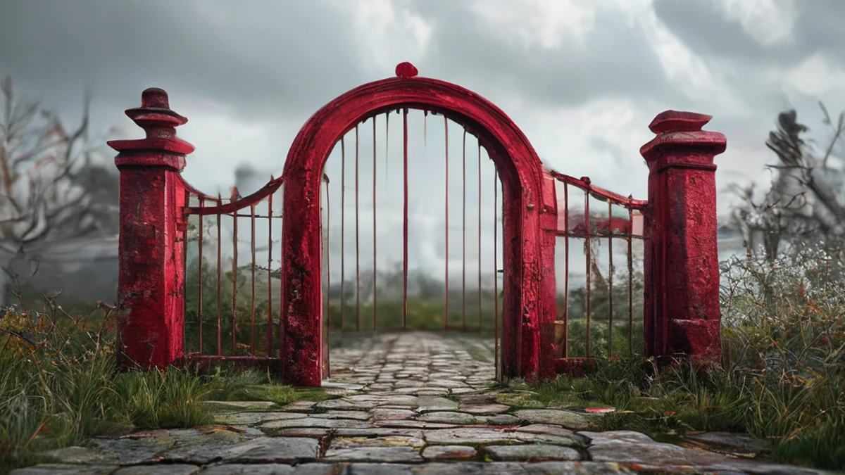 Crimson Gate est une structure architecturale majeure de couleur rouge, située dans une zone historique.