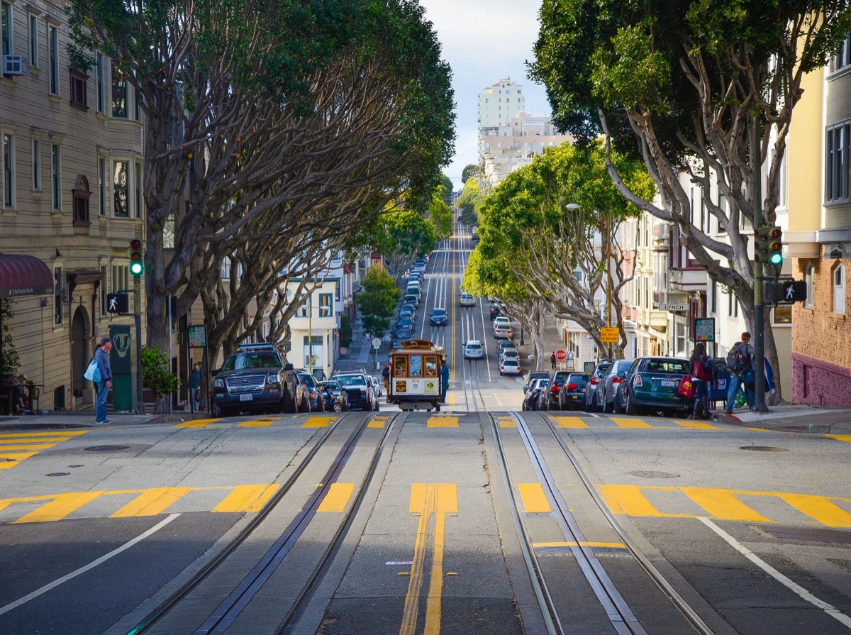 Perspectiva da Rua Lombard em San Francisco