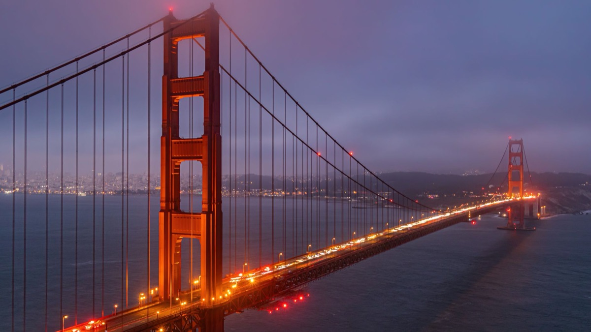 Gouden deur van San Francisco in het donker