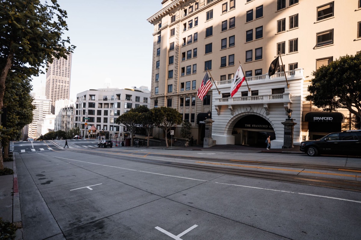 San Francisco streets with pedestrians and bicycles