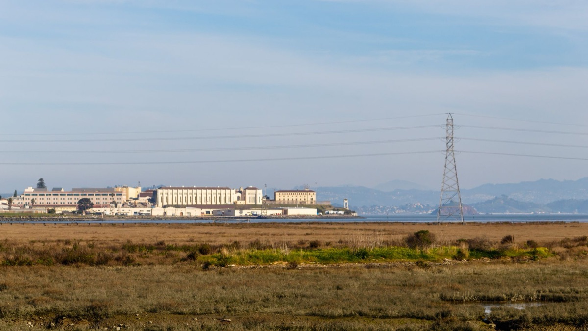 San Quentin Prison exterior in Marin County, California