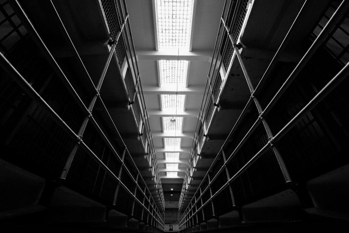 Historic prison cells in San Quentin State Prison, California