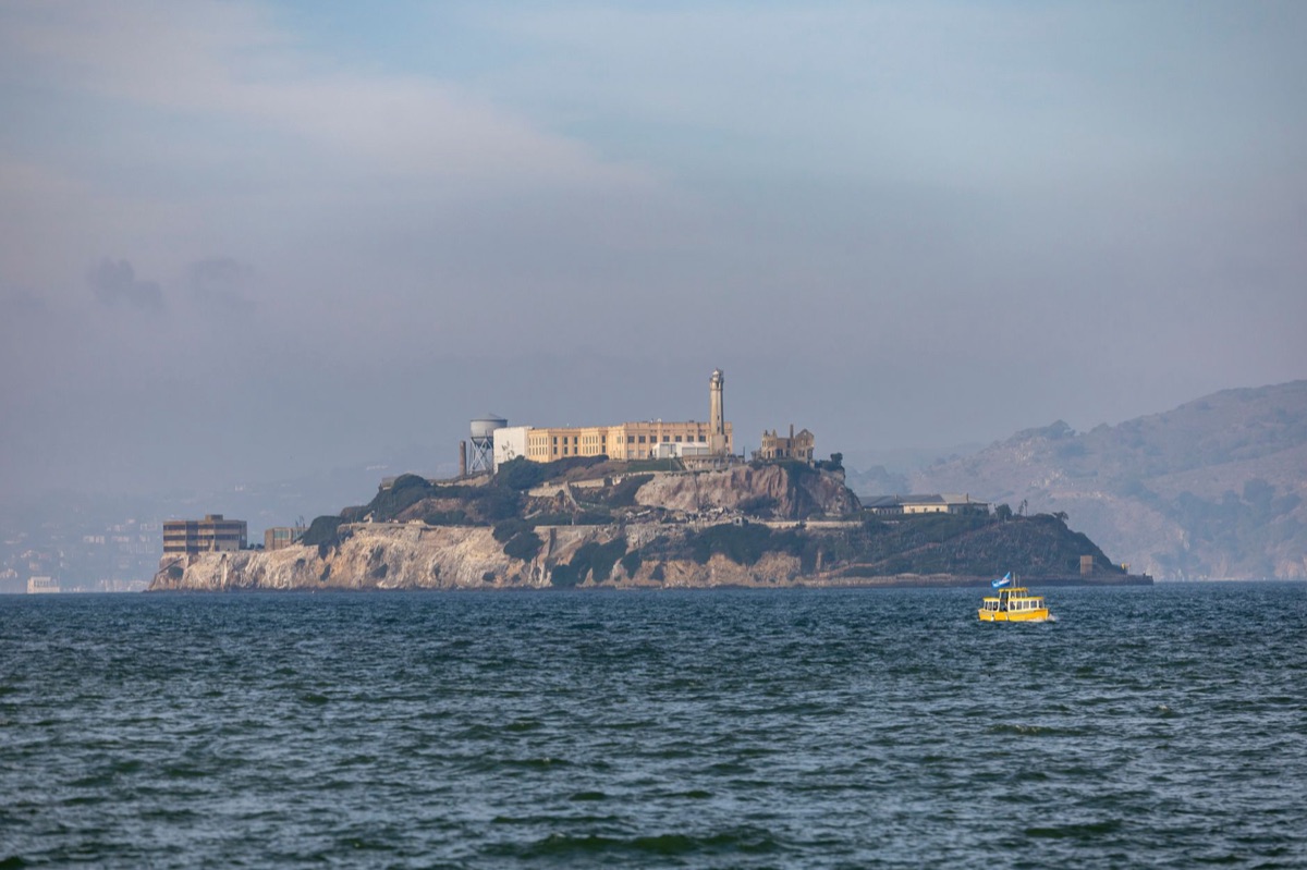 Alcatraz island view from bay