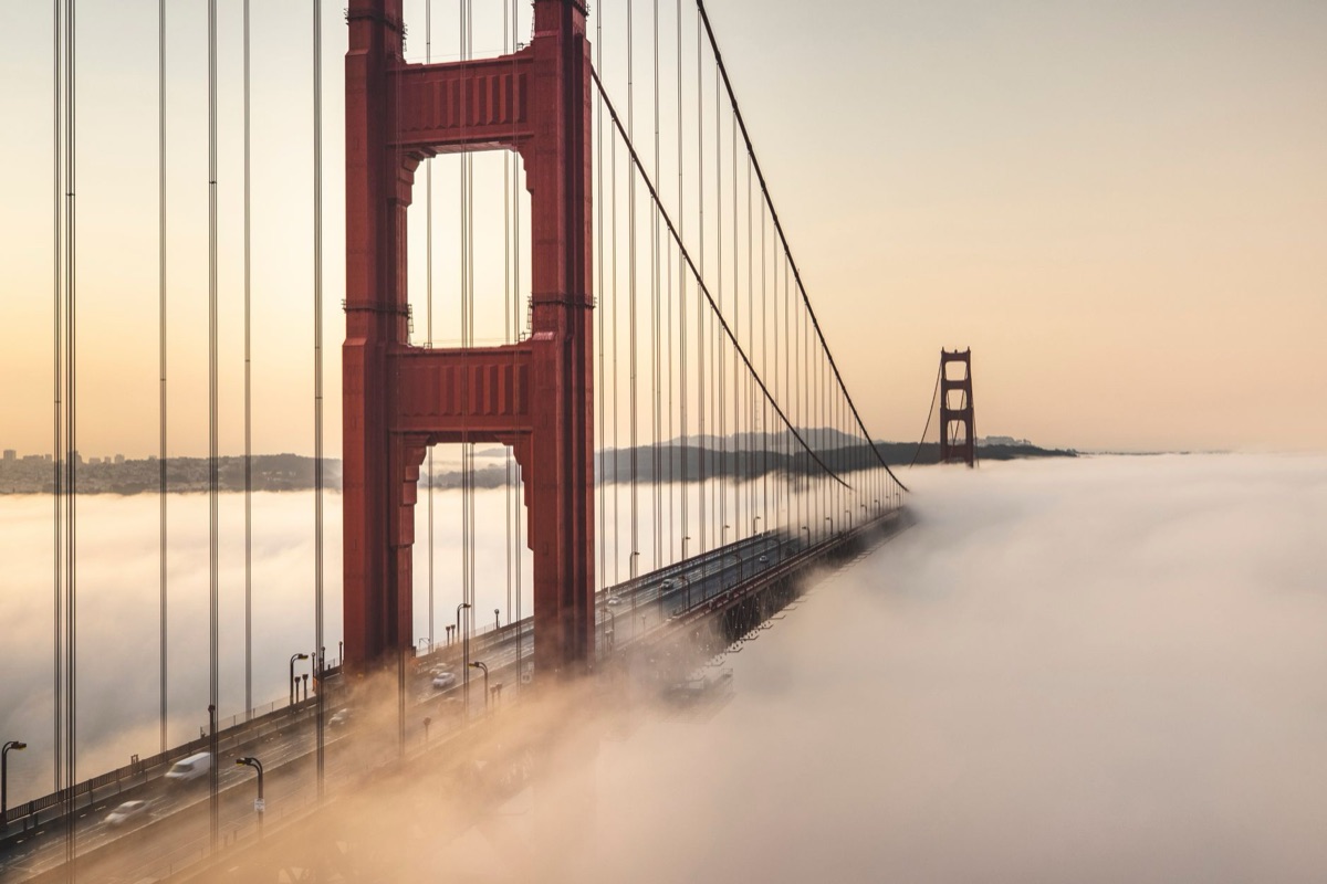 sunrise over golden gate bridge in San Francisco